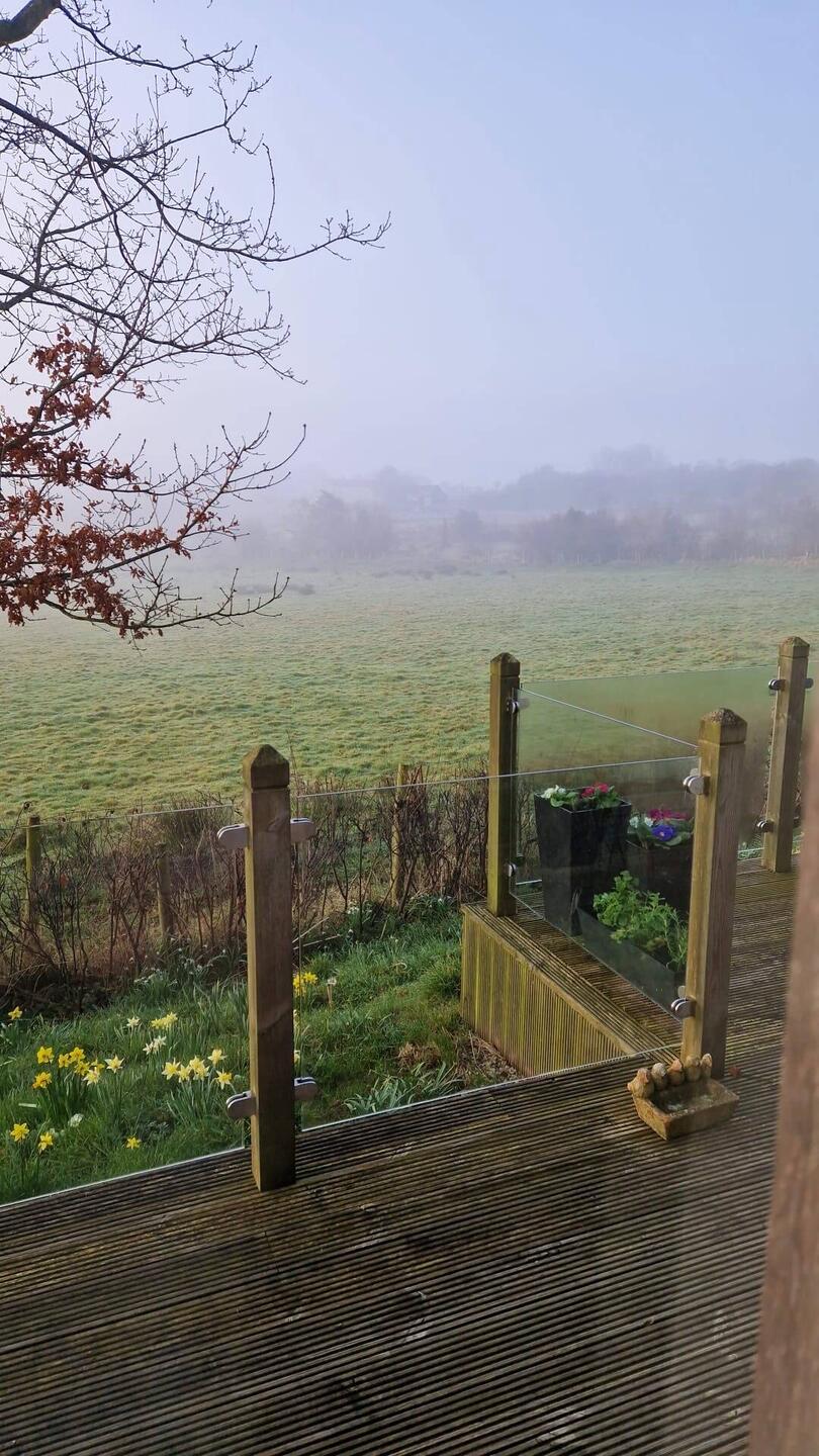 The mist rising off the field about 8am
