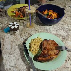 The meat man smoked p-chops.