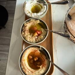 Hummus, babbaganoush, and labneh to start
