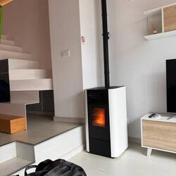 Yay, wood pellet stove.