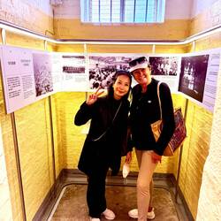 Robin with our guide, Karen, in prison