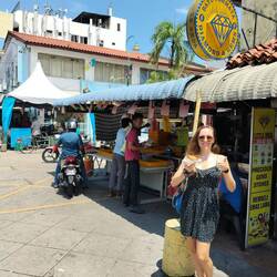 Street samosa on the food tour; better food reaction