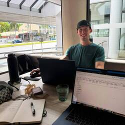 Trip planning session in the hotel lobby