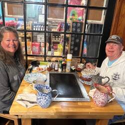 Making our own pancakes at the Old Spanish Sugar Mill in DeLeon Springs