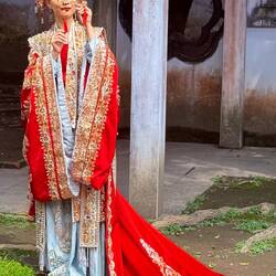 Model at the Lin-An-Tai Old Homestead in traditional robes