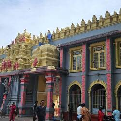 Outside of the Sharvu Mahaganapathy temple, built in the 12th century
