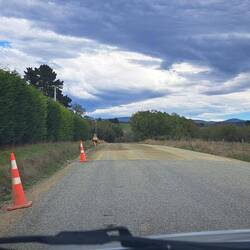 Occasionally our travels were paused by road work; so we'd sit & wait for the light to change.