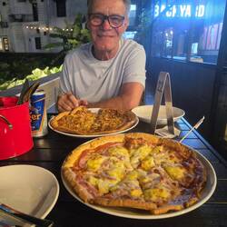 Food gluten free pizza. My man was happy!