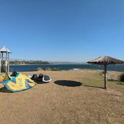 Kitesurfing! Strong but gusty wind