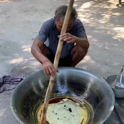 Processing the palm sugar.