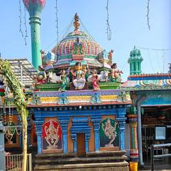 A shot of the temple with the Lotus Tower in the background.