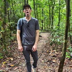 Chris was sweating and wished he'd worn shorts 😂