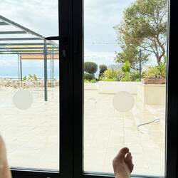 Blick aus dem Indoor Pool