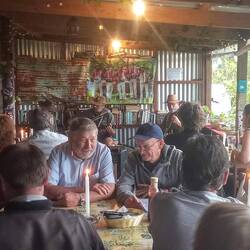 A night with a difference listening to a trio of musicians playing the harmonica banjo and accordion