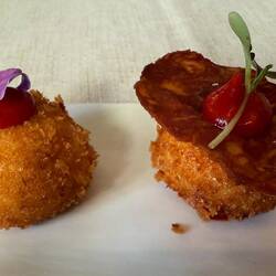 •CROQUETAS DE CHORIZO JOSELITO (Spanish Pork Sausage Fritters)