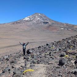 On our way climbing the babyvolcano, just in front of the big volcano