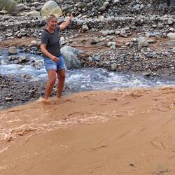 The union of rivers, the blue one from the mountains. Both have too many salts giving them colour