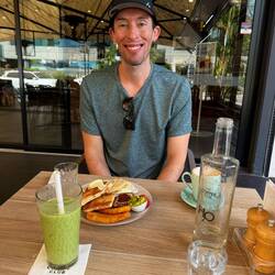 Breakfast, Chris is stoked on his!