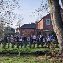 Police talking to a rowdy group over in the Red Lion beer garden