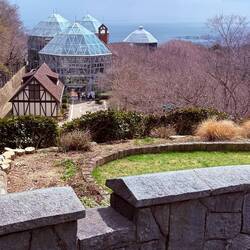Nice view with the glass houses overlooking Kobe and Osaka Bay