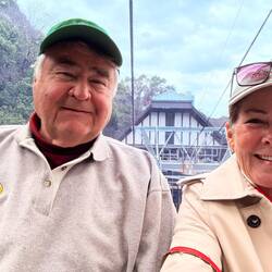 Riding the gondola to the top of Mount Rokko