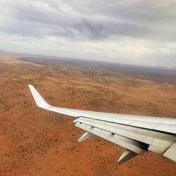 View showing both mountains, Uluru on the far left, and Kata Tjuṯa on the far right