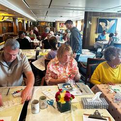 Art classes are held on the balcony of the Britannia Main Dining room