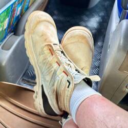 My brand new Star White Palladium Pampa Travel Lite RS's developing a satisfying travel patina.