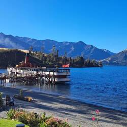 View of the steamer from the farmhouse shore.