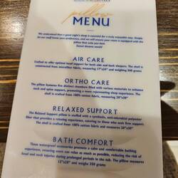 Pillow menus!