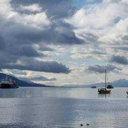 Cruise ships in Port. The little one at the end is ours