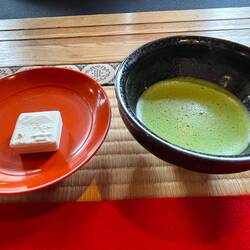 Lovely matcha tea, Kevin's complaint is that they offer a small amount - it's supposed to savored!