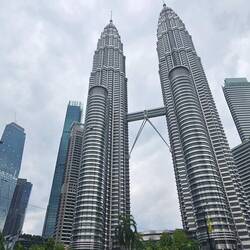 Petronas Towers and surrounding buildings.