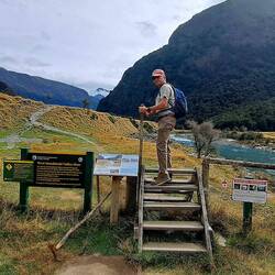 The start of the trail (a stairway over a fence).