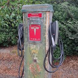 No gas station w/in 35kms, but there's a place here to charge your EV.