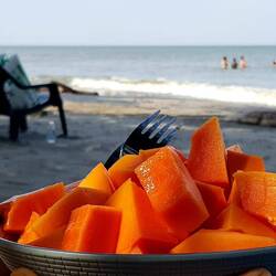 In Colombia we ate the best papaya and pineapple ever, in Peru the best mangoes...