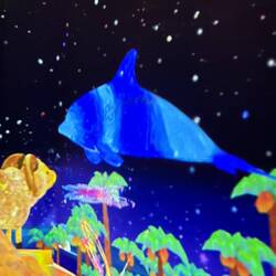 Josefines delfin i live på væggen