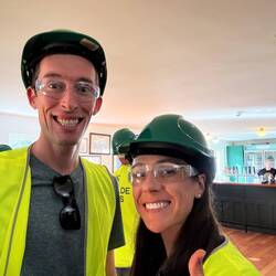 Gearing up for the Cascades Brewery tour. They took safety seriously!