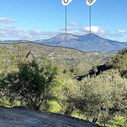 The mountains we are headed for later this week, as shown in PeakFinder