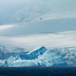 Ice cliffs and an iceberg — Bristol Island, South Sandwich Islands.