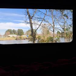 Blick aus unserem WoMo vom Bett aus