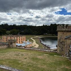 View of the prison from the guard tower and guard's quarters