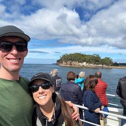 Shot of the island they buried the dead on from the water