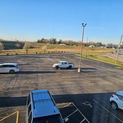 Lonely Jeep in a sad parking lot