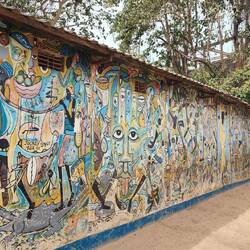 Long wall 'guarding' the Crocodile Sanctuary
