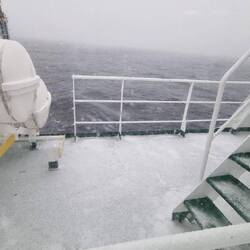 Snow on the deck.