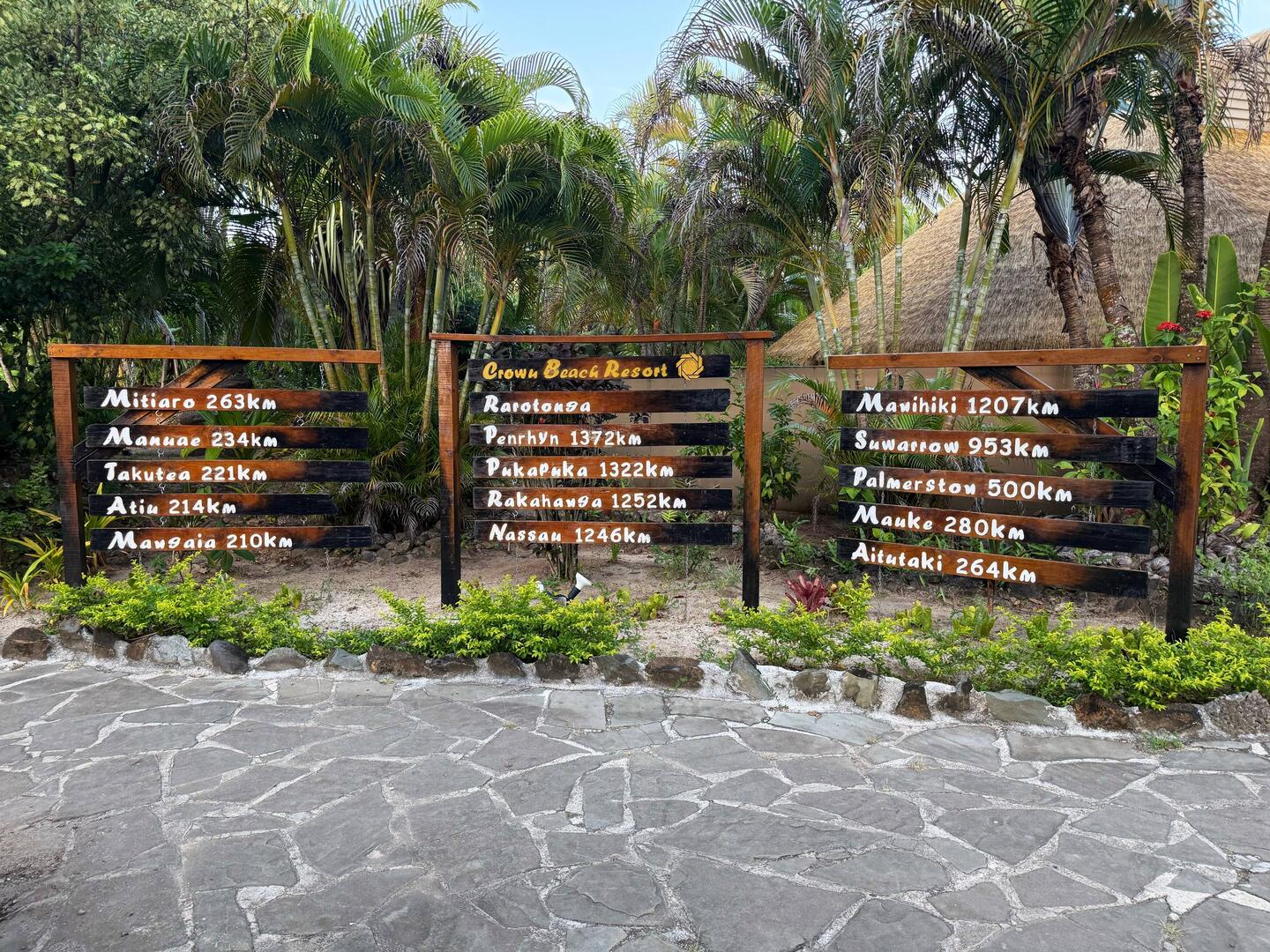 A list of all the islands and their distance from Rarotonga