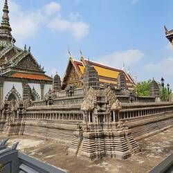 A miniature depiction of Angkor Wat, originally built to symbolize Thai dominance over Cambodia