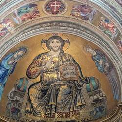 Pantocrator mosaic in the cathedral. Pantocrator means "Christ Almighty."