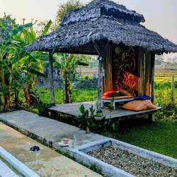 Unser Pavillon hat zwar gut gewackelt aber alles überstanden